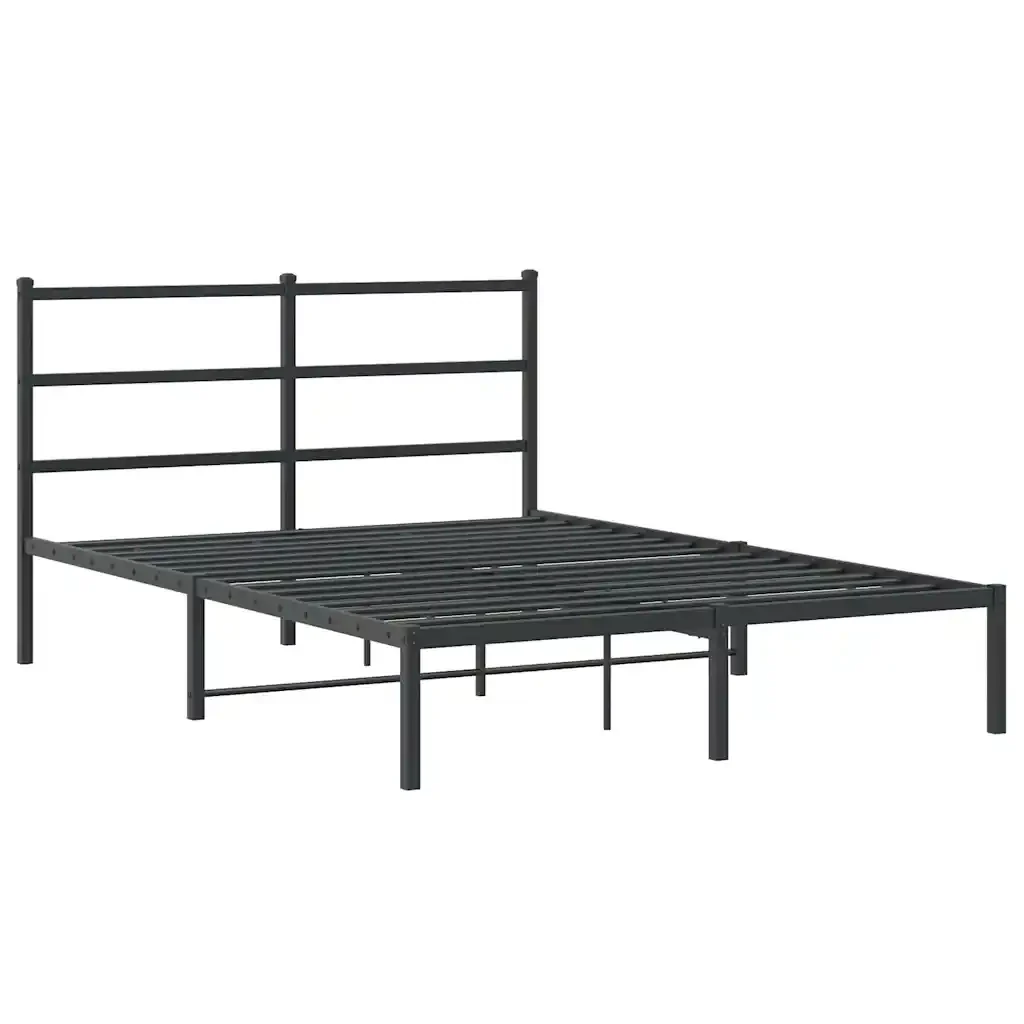 Letto matrimoniale | Letto per adulti | Giroletto con Testiera in Metallo Nero 140x200 cm - Image 3