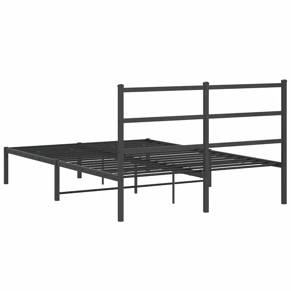 Letto matrimoniale | Letto per adulti | Giroletto con Testiera in Metallo Nero 140x200 cm - Image 7