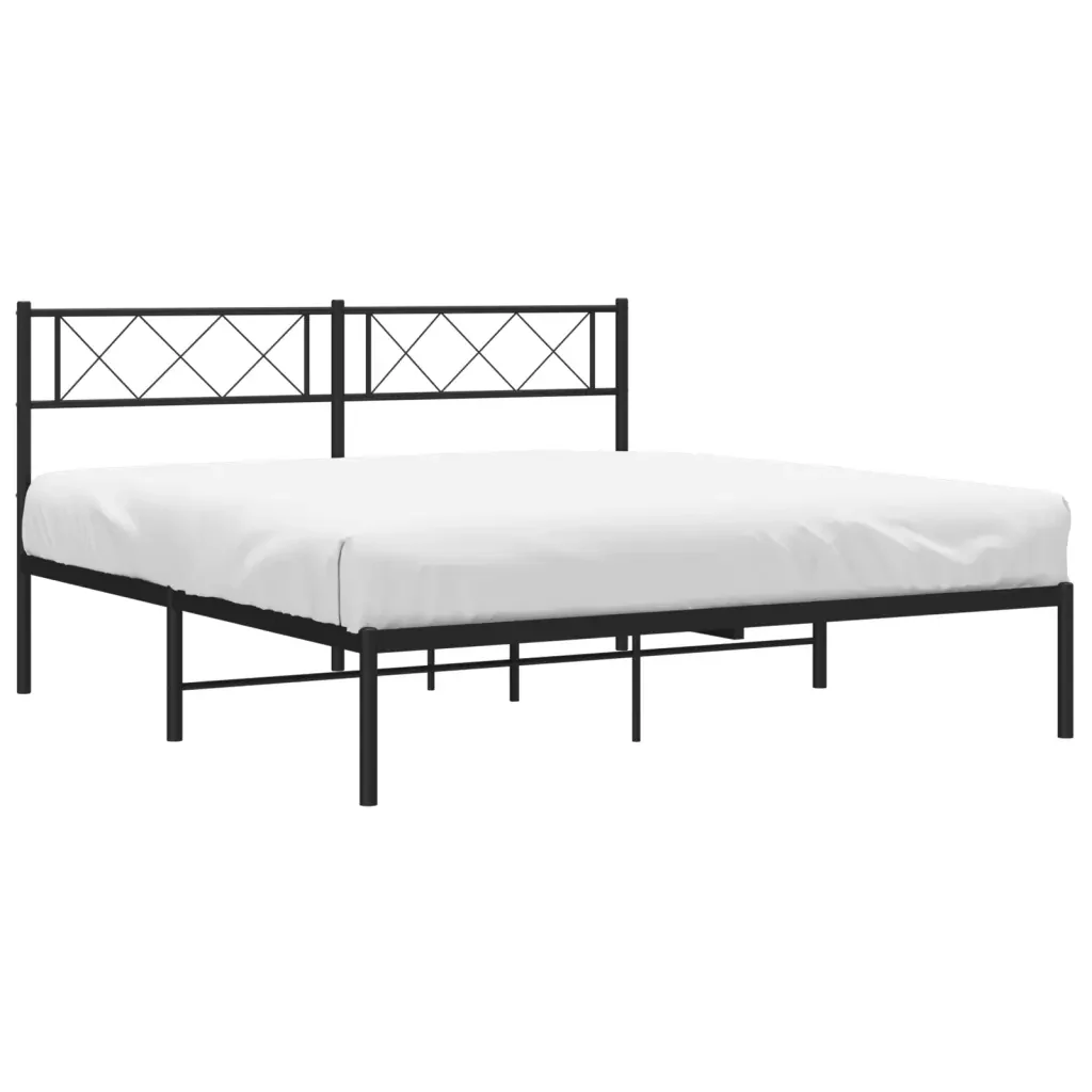 Letto matrimoniale | Letto per adulti | Giroletto con Testiera in Metallo Nero 140x200 cm - Image 4
