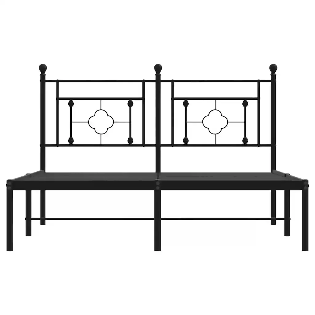 Letto matrimoniale | Letto per adulti | Giroletto con Testiera in Metallo Nero 140x200 cm - Image 5