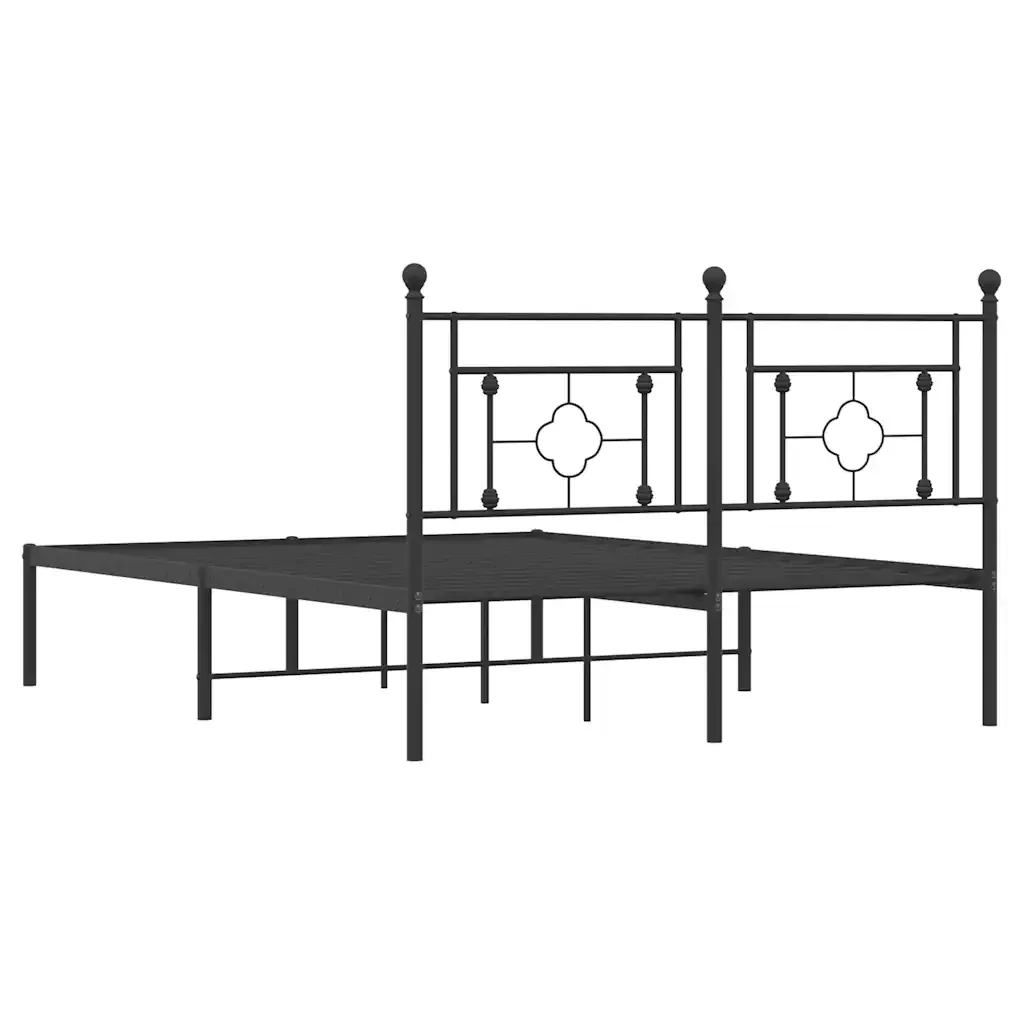 Letto matrimoniale | Letto per adulti | Giroletto con Testiera in Metallo Nero 140x200 cm - Image 7