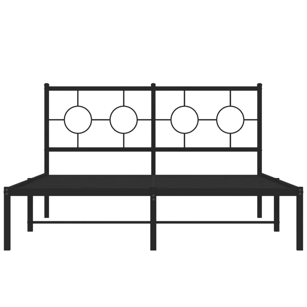 Letto matrimoniale | Letto per adulti | Giroletto con Testiera in Metallo Nero 140x200 cm - Image 5