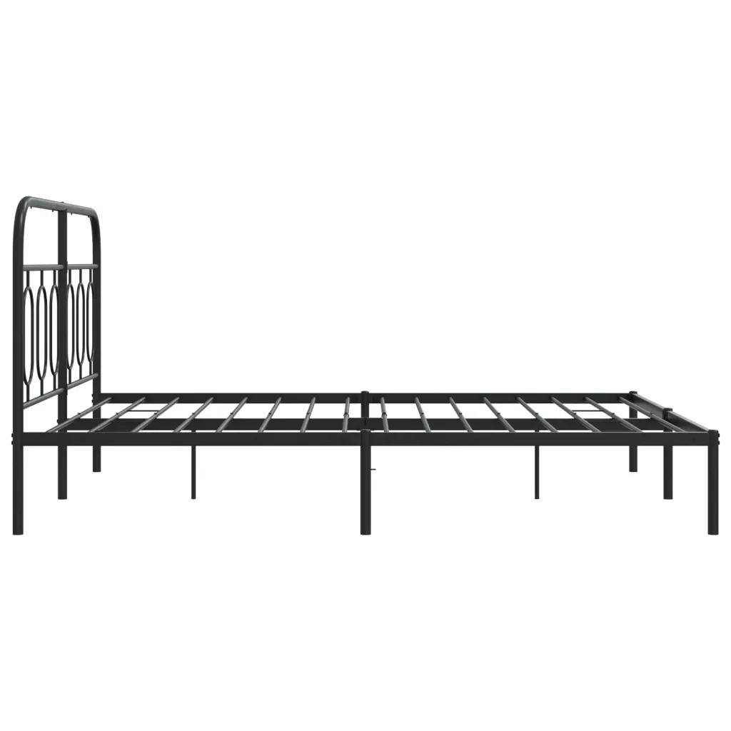 Letto matrimoniale | Letto per adulti | Giroletto con Testiera in Metallo Nero 140x200 cm - Image 5