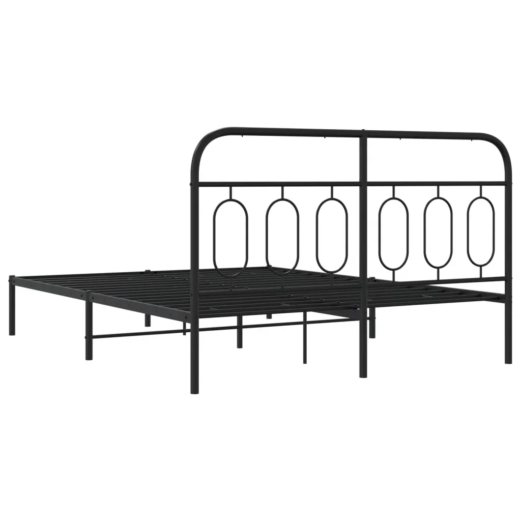 Letto matrimoniale | Letto per adulti | Giroletto con Testiera in Metallo Nero 140x200 cm - Image 6