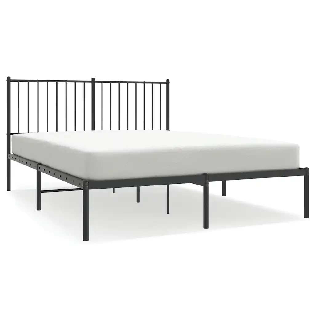 Letto matrimoniale | Letto per adulti | Giroletto con Testiera in Metallo Nero 140x200 cm