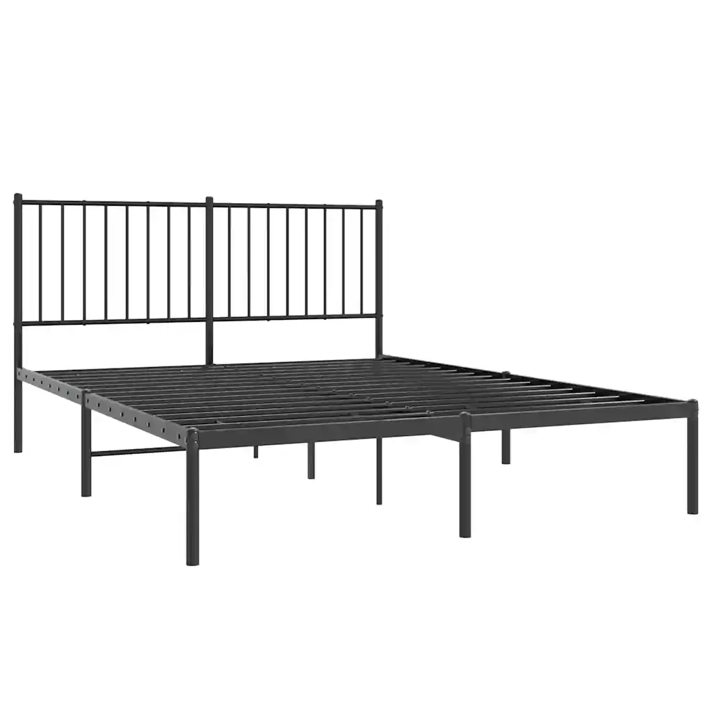 Letto matrimoniale | Letto per adulti | Giroletto con Testiera in Metallo Nero 140x200 cm - Image 4