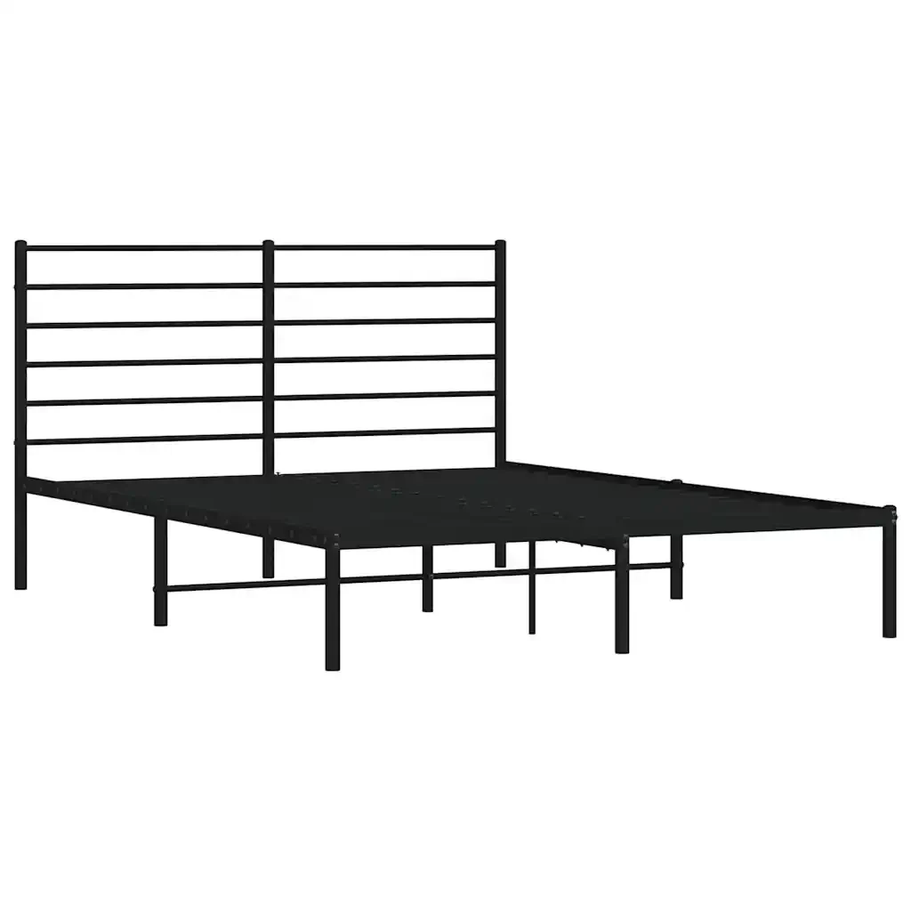 Letto matrimoniale | Letto per adulti | Giroletto con Testiera in Metallo Nero 140x200 cm - Image 3