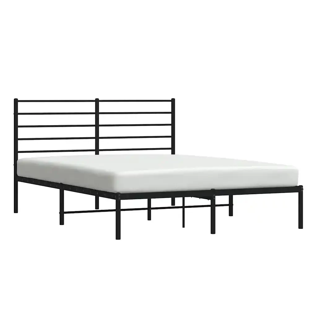 Letto matrimoniale | Letto per adulti | Giroletto con Testiera in Metallo Nero 140x200 cm - Image 5