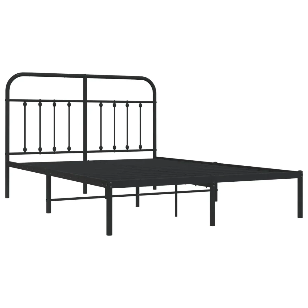 Letto matrimoniale | Letto per adulti | Giroletto con Testiera in Metallo Nero 140x200 cm - Image 3