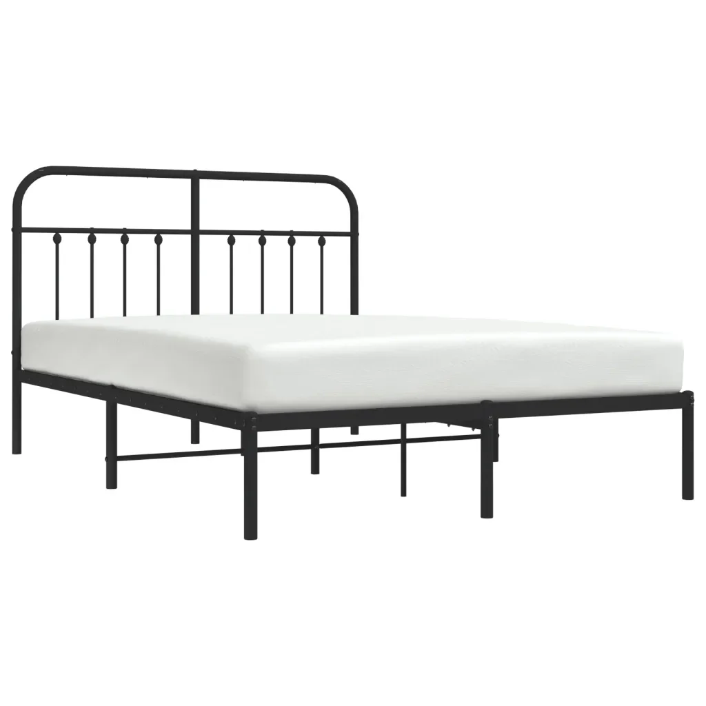 Letto matrimoniale | Letto per adulti | Giroletto con Testiera in Metallo Nero 140x200 cm - Image 5