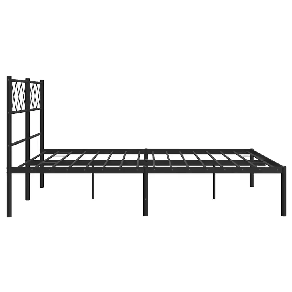 Letto matrimoniale | Letto per adulti | Giroletto con Testiera in Metallo Nero 150x200 cm - Image 7