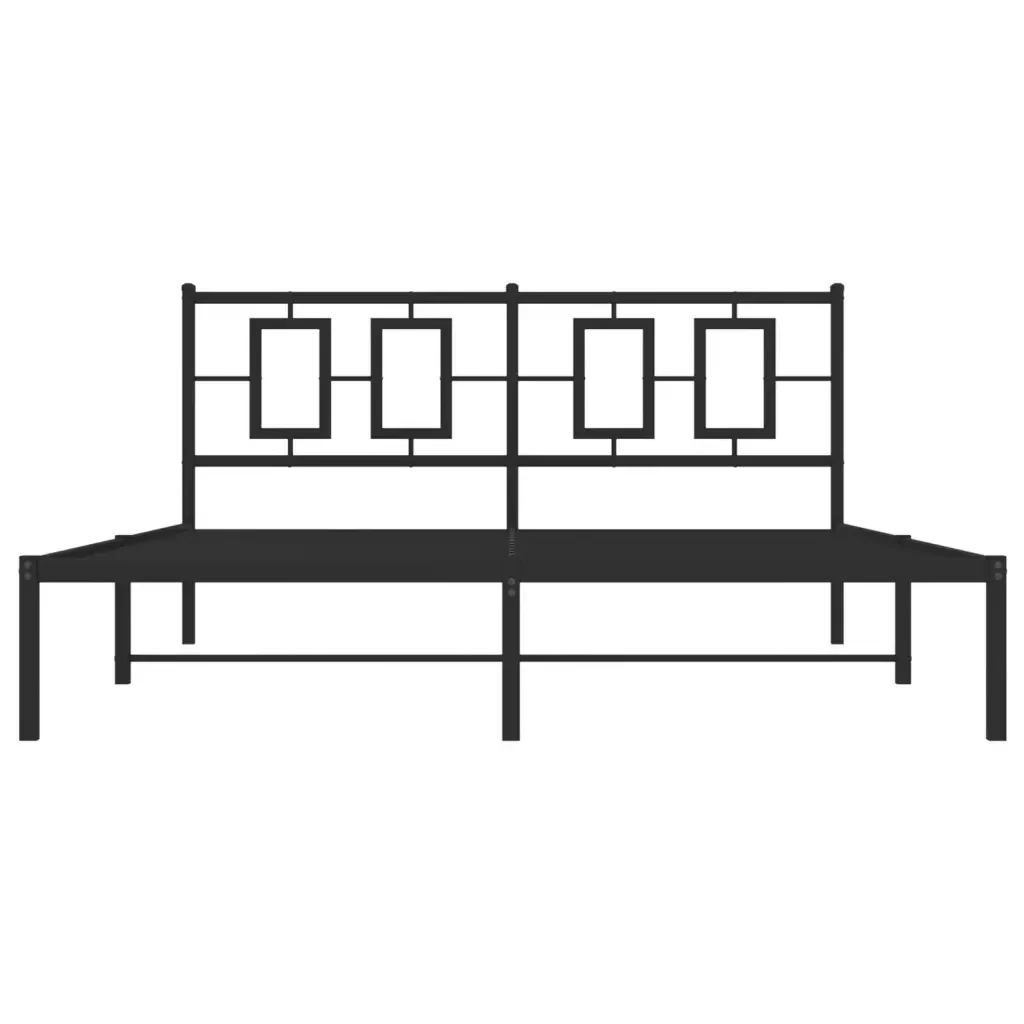 Letto matrimoniale | Letto per adulti | Giroletto con Testiera in Metallo Nero 150x200 cm - Image 5