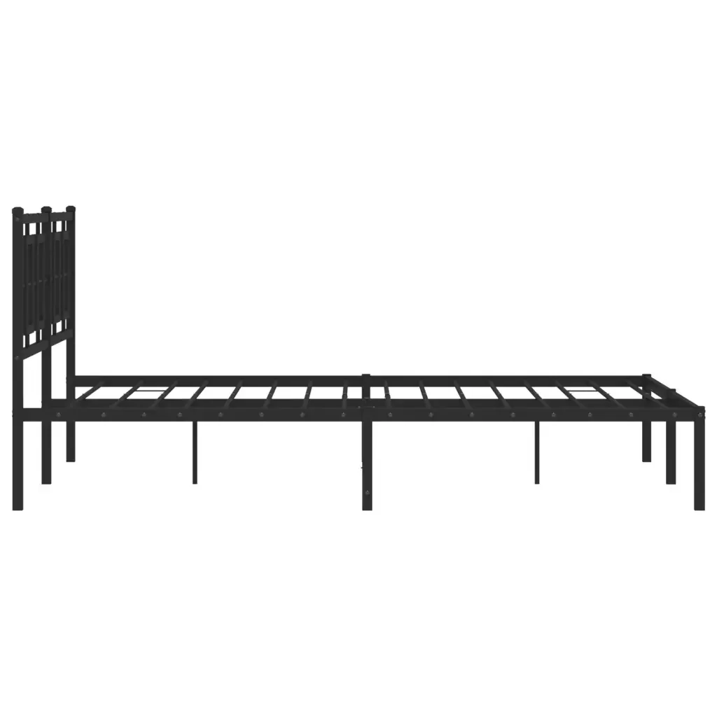 Letto matrimoniale | Letto per adulti | Giroletto con Testiera in Metallo Nero 150x200 cm - Image 6
