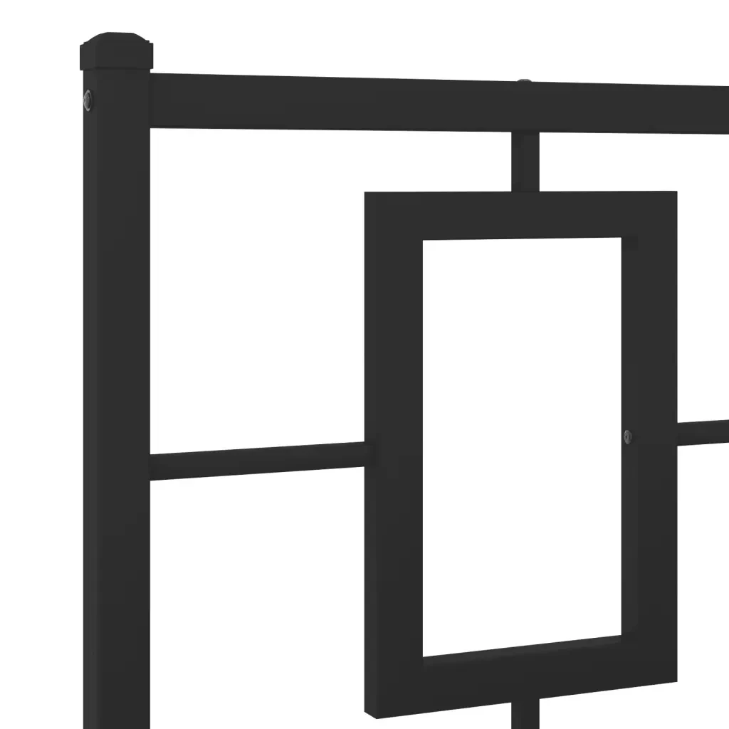 Letto matrimoniale | Letto per adulti | Giroletto con Testiera in Metallo Nero 150x200 cm - Image 8