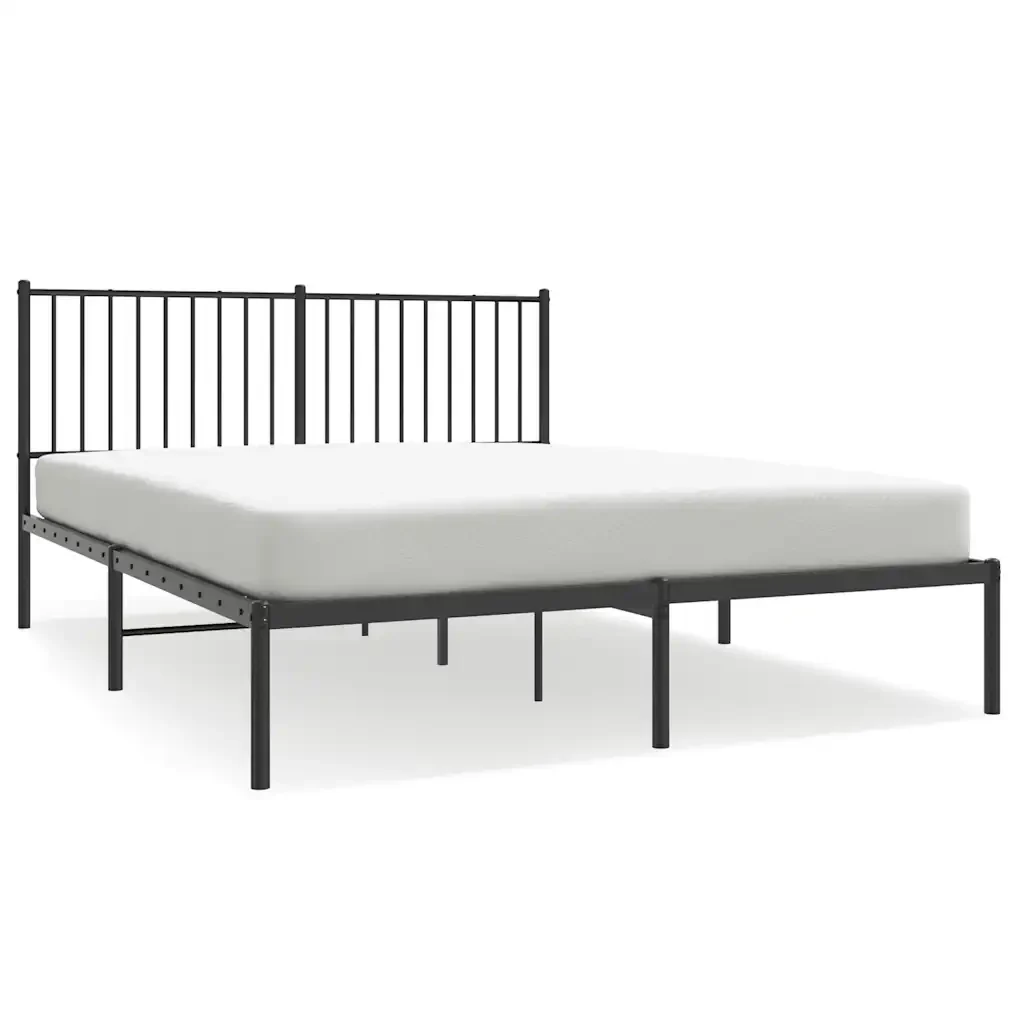 Letto matrimoniale | Letto per adulti | Giroletto con Testiera in Metallo Nero 150x200 cm