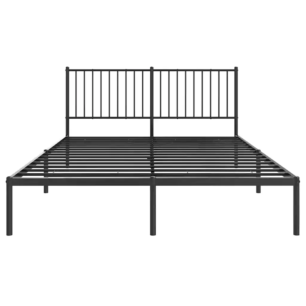 Letto matrimoniale | Letto per adulti | Giroletto con Testiera in Metallo Nero 150x200 cm - Image 6