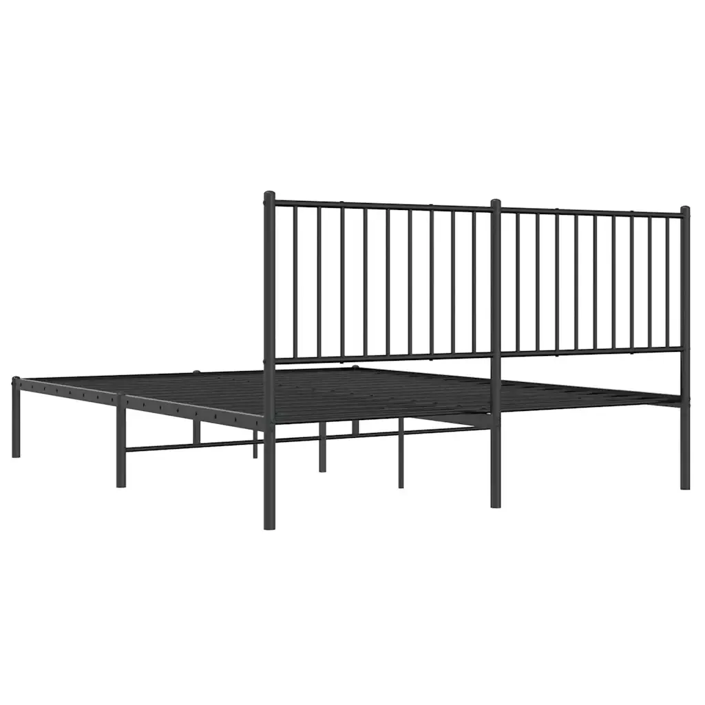 Letto matrimoniale | Letto per adulti | Giroletto con Testiera in Metallo Nero 150x200 cm - Image 8