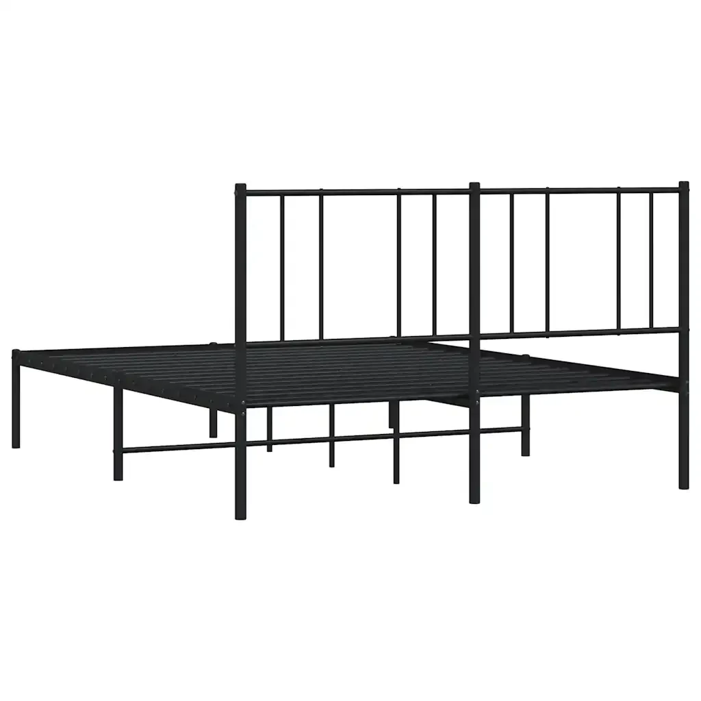 Letto matrimoniale | Letto per adulti | Giroletto con Testiera in Metallo Nero 150x200 cm - Image 8