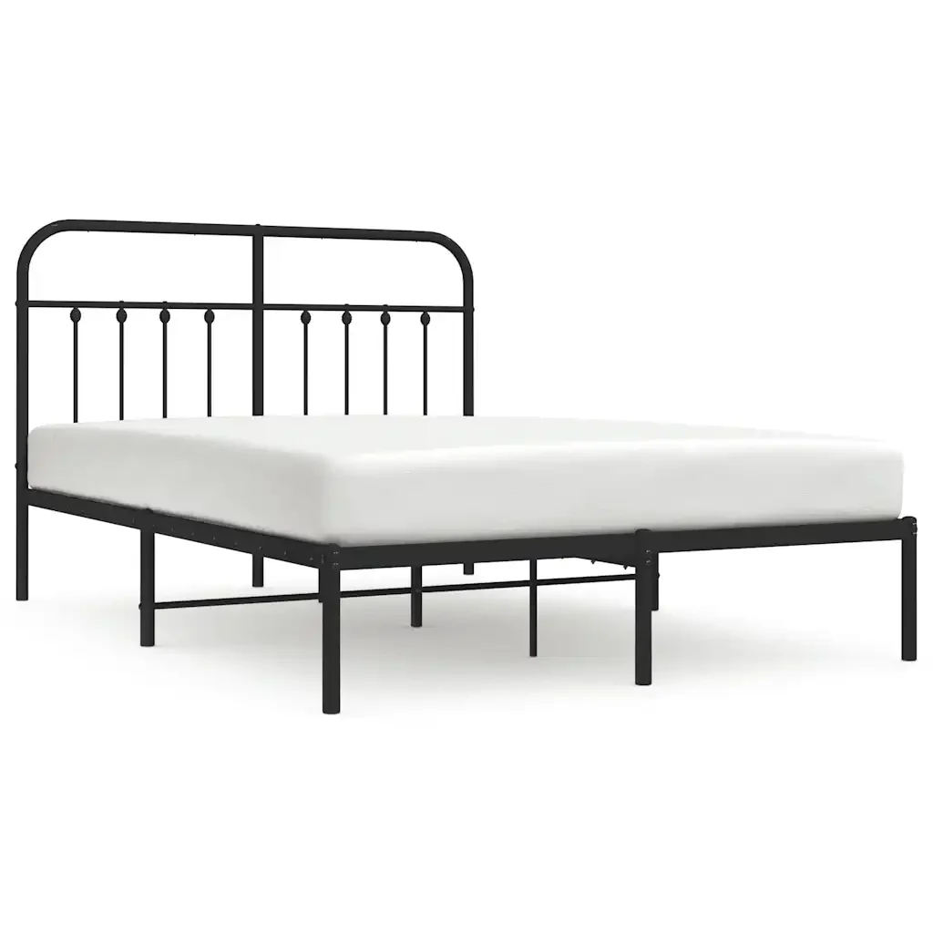 Letto matrimoniale | Letto per adulti | Giroletto con Testiera in Metallo Nero 150x200 cm