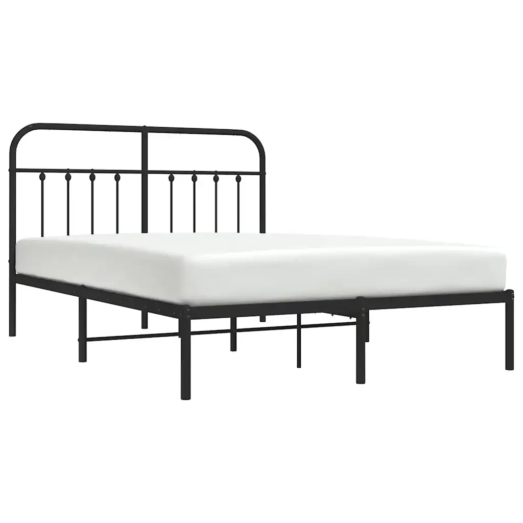 Letto matrimoniale | Letto per adulti | Giroletto con Testiera in Metallo Nero 150x200 cm - Image 5