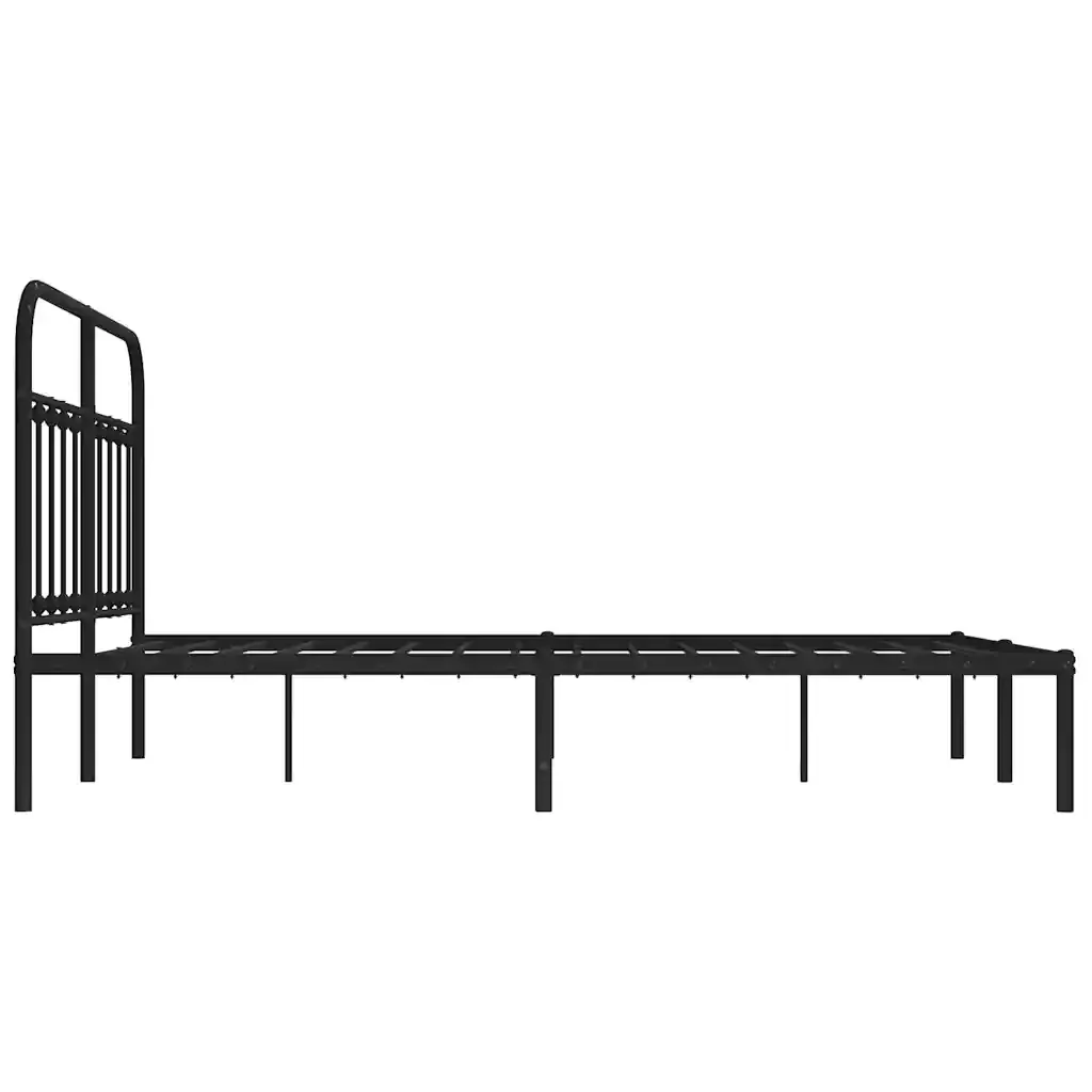 Letto matrimoniale | Letto per adulti | Giroletto con Testiera in Metallo Nero 150x200 cm - Image 7
