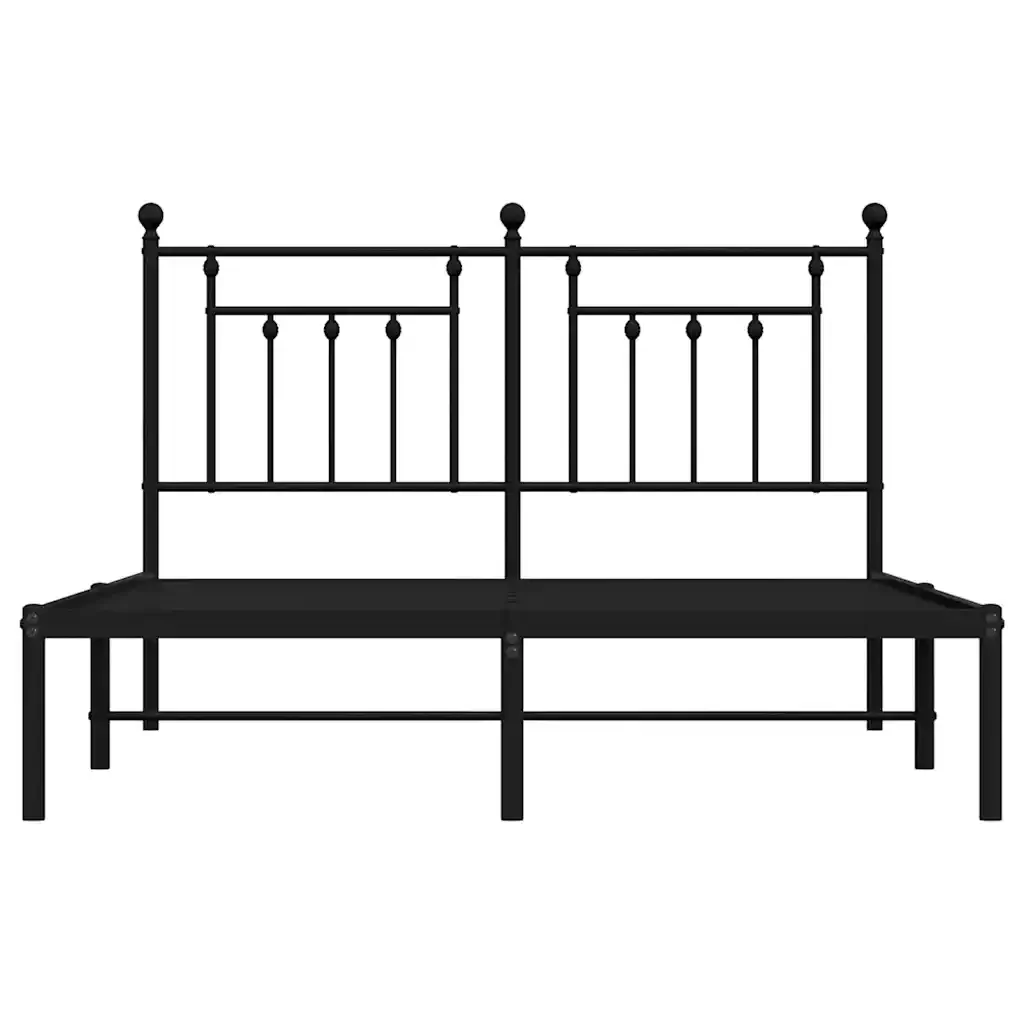 Letto matrimoniale | Letto per adulti | Giroletto con Testiera in Metallo Nero 150x200 cm - Image 6