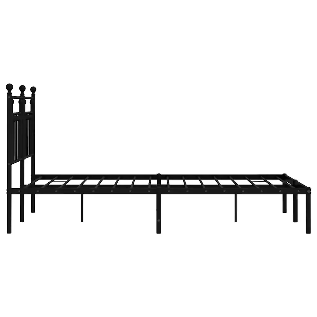 Letto matrimoniale | Letto per adulti | Giroletto con Testiera in Metallo Nero 150x200 cm - Image 7
