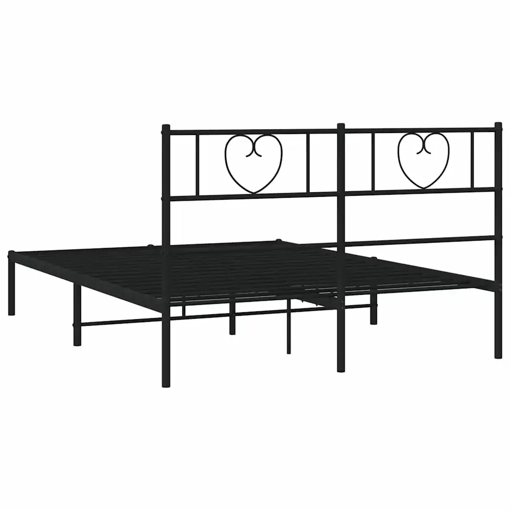 Letto matrimoniale | Letto per adulti | Giroletto con Testiera in Metallo Nero 150x200 cm - Image 8