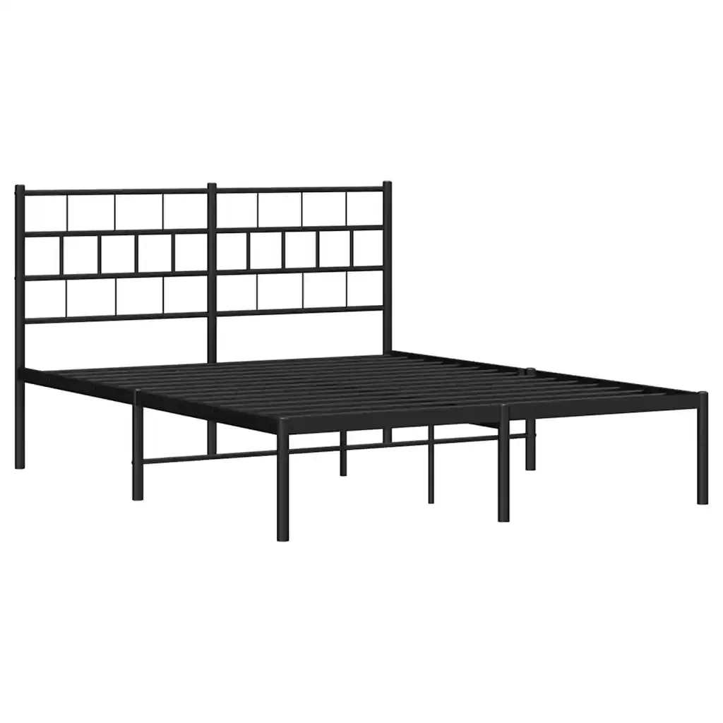 Letto matrimoniale | Letto per adulti | Giroletto con Testiera in Metallo Nero 150x200 cm - Image 5
