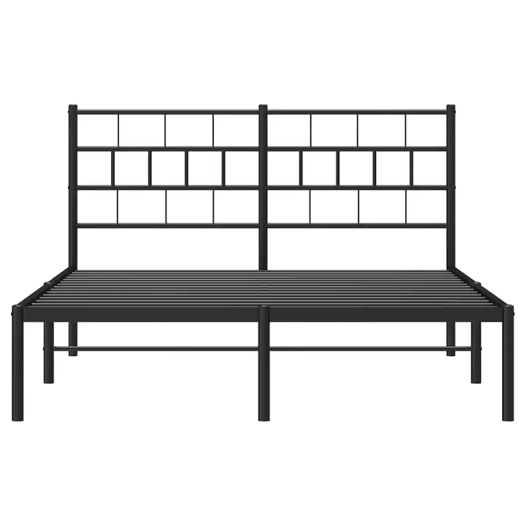 Letto matrimoniale | Letto per adulti | Giroletto con Testiera in Metallo Nero 150x200 cm - Image 6