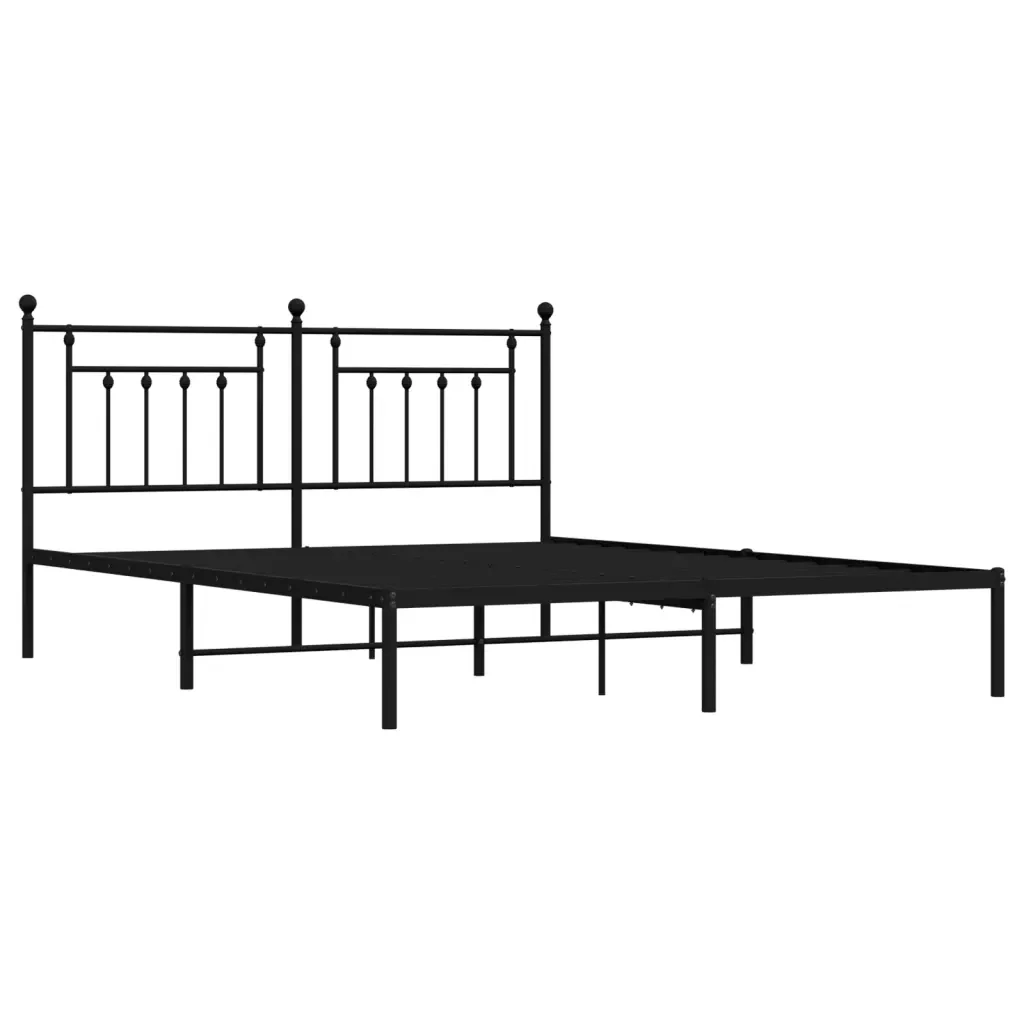 Letto matrimoniale | Letto per adulti | Giroletto con Testiera in Metallo Nero 160x200 cm - Image 4