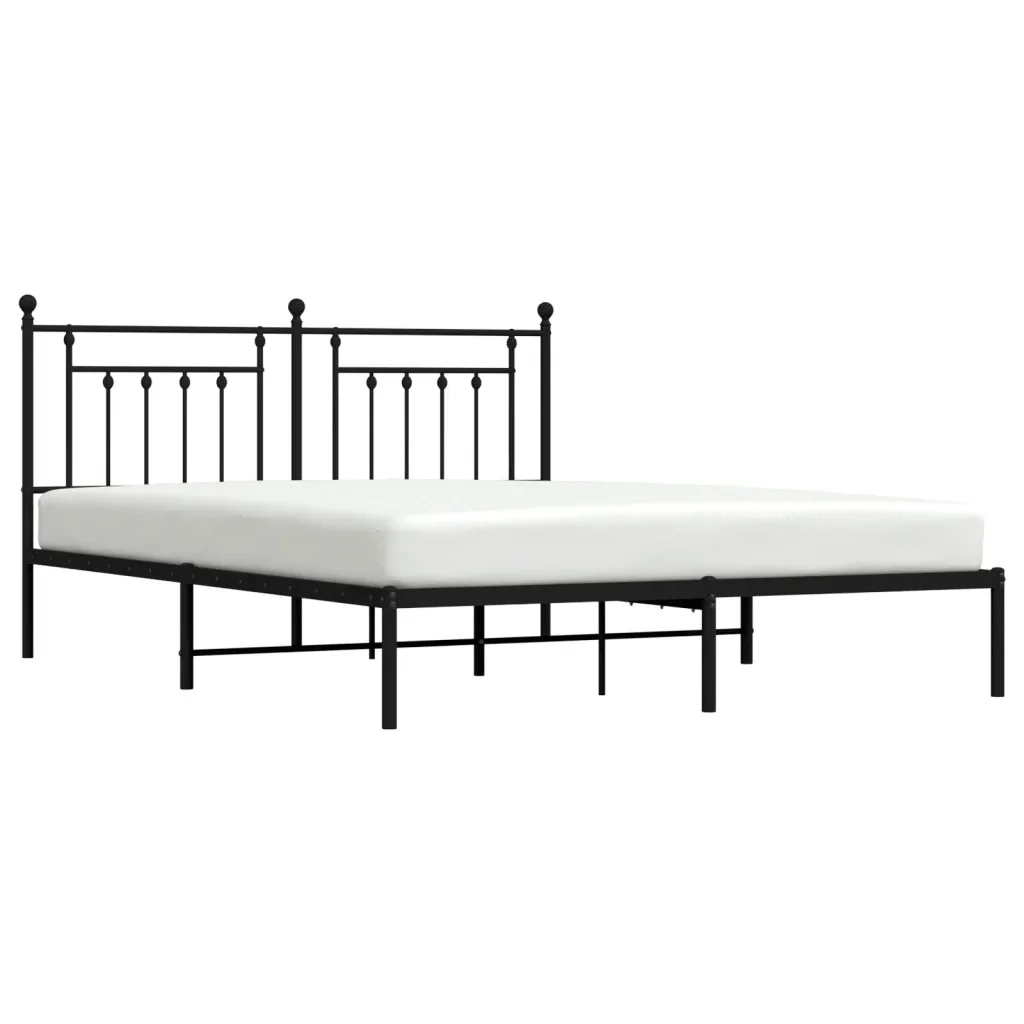 Letto matrimoniale | Letto per adulti | Giroletto con Testiera in Metallo Nero 160x200 cm - Image 5