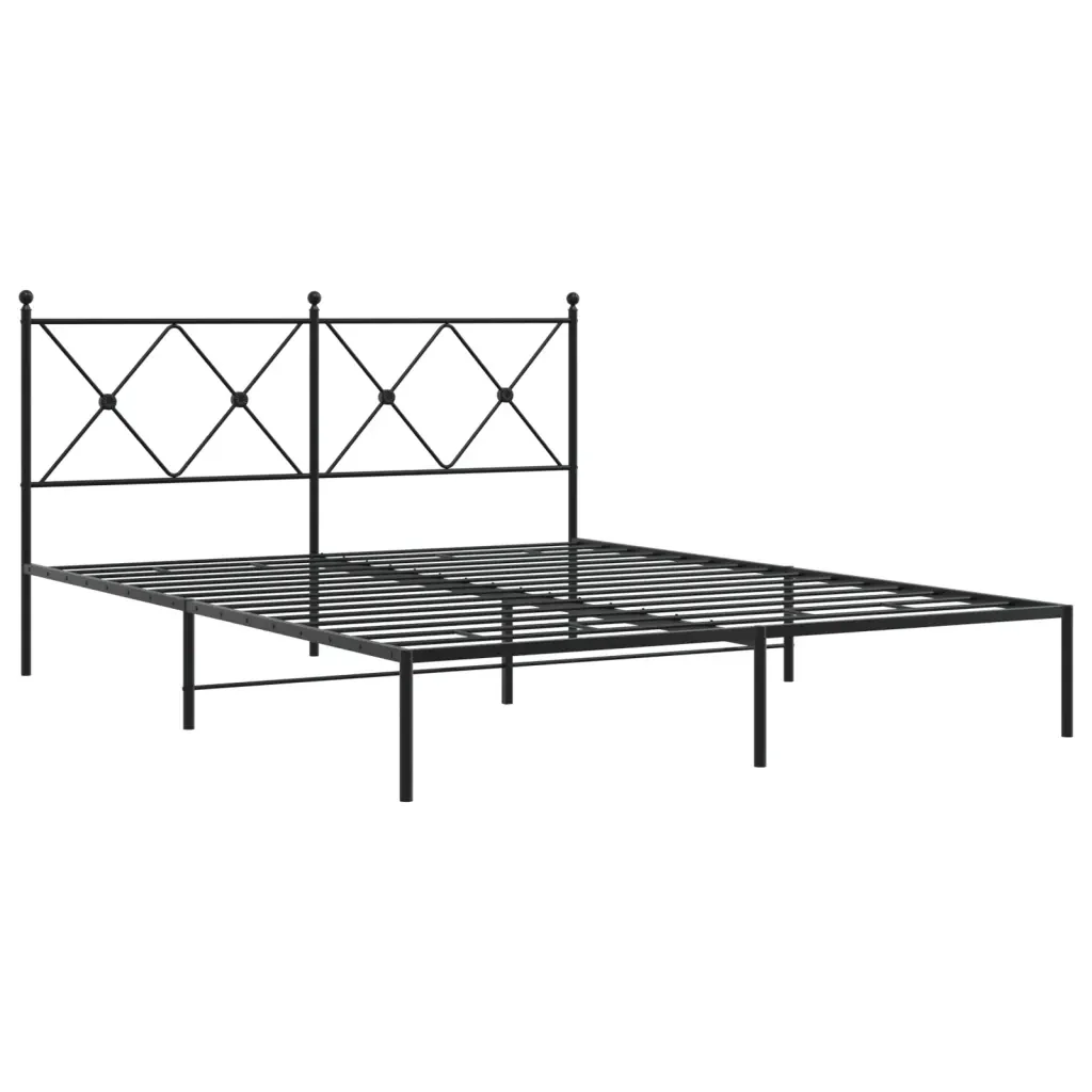 Letto matrimoniale | Letto per adulti | Giroletto con Testiera in Metallo Nero 160x200 cm - Image 4