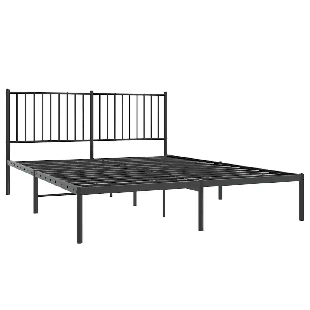 Letto matrimoniale | Letto per adulti | Giroletto con Testiera in Metallo Nero 160x200 cm - Image 4