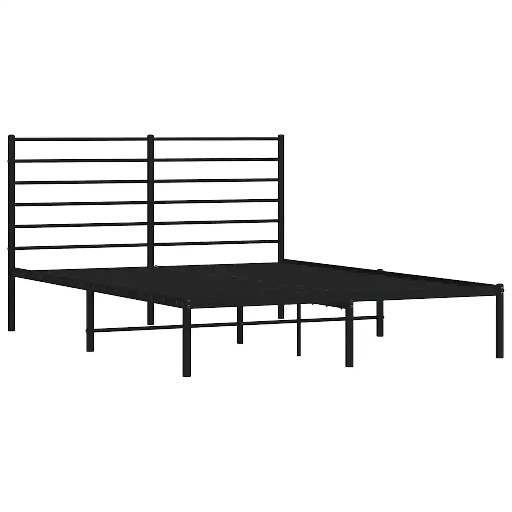 Letto matrimoniale | Letto per adulti | Giroletto con Testiera in Metallo Nero 160x200 cm - Image 4