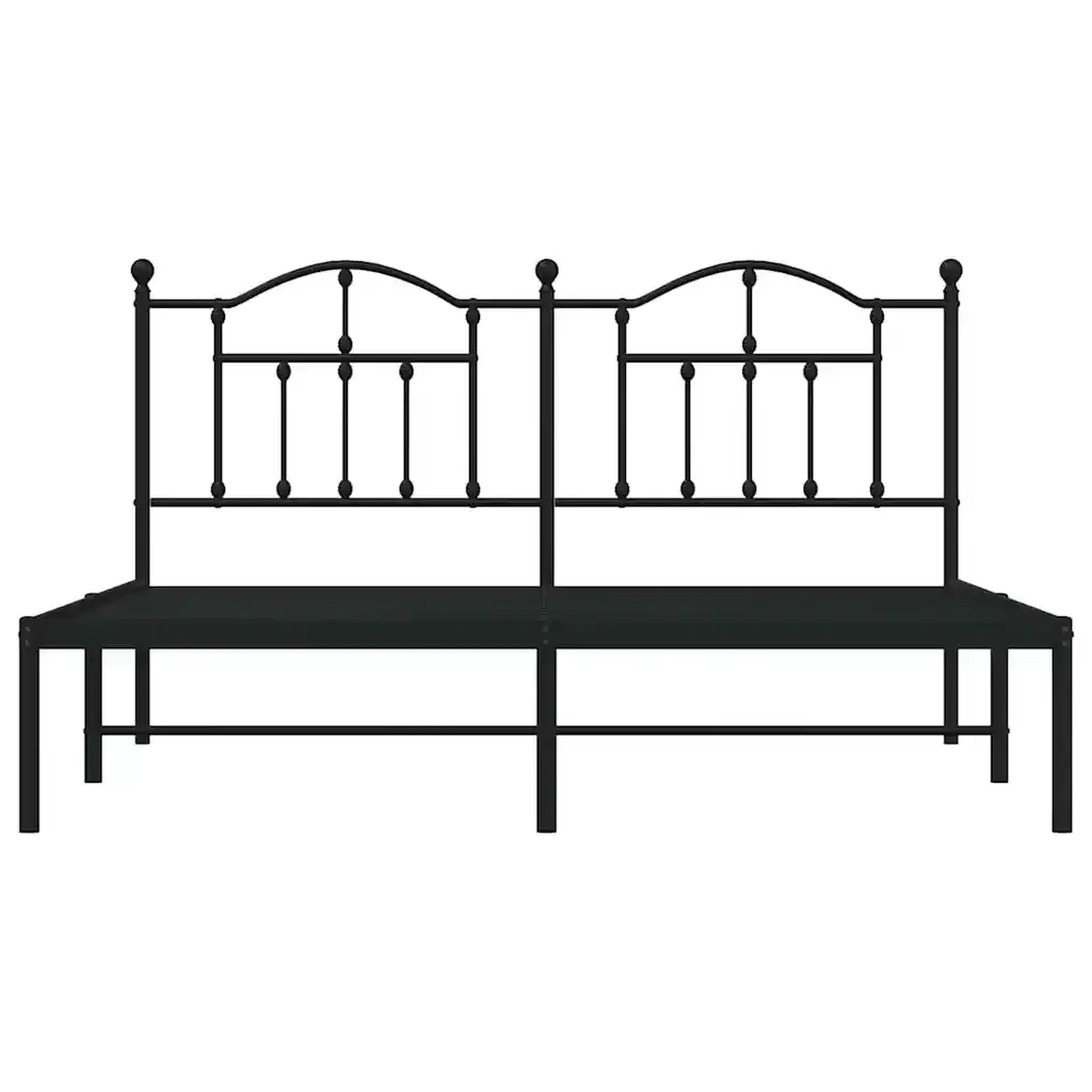 Letto matrimoniale | Letto per adulti | Giroletto con Testiera in Metallo Nero 160x200 cm - Image 5