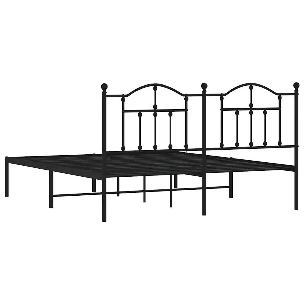 Letto matrimoniale | Letto per adulti | Giroletto con Testiera in Metallo Nero 160x200 cm - Image 7