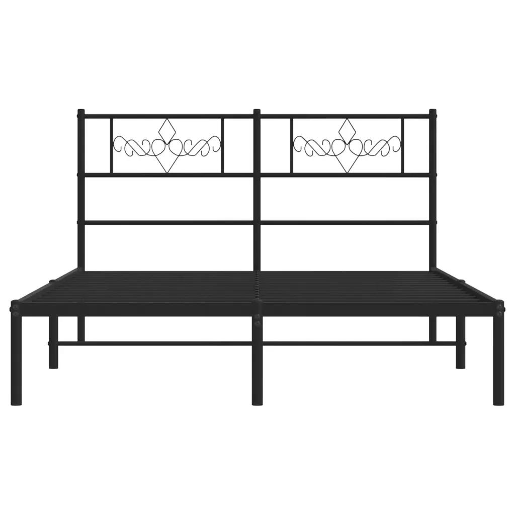 Letto matrimoniale | Letto per adulti | Giroletto con Testiera in Metallo Nero 160x200 cm - Image 5