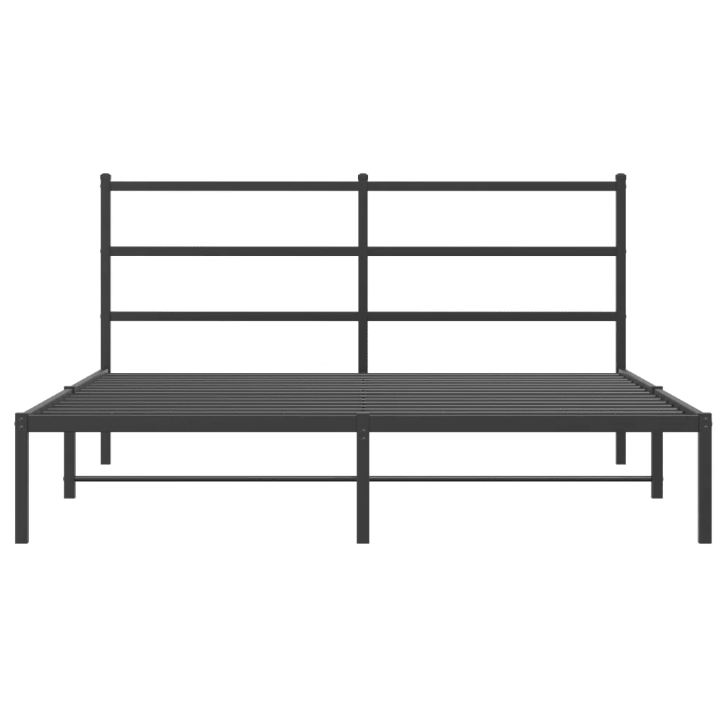Letto matrimoniale | Letto per adulti | Giroletto con Testiera in Metallo Nero 160x200 cm - Image 5