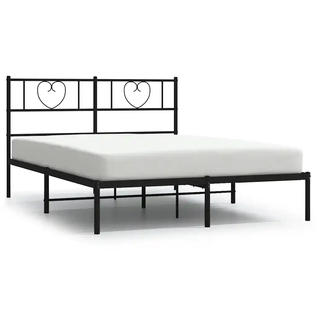 Letto matrimoniale | Letto per adulti | Giroletto con Testiera in Metallo Nero 160x200 cm
