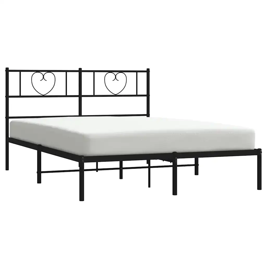 Letto matrimoniale | Letto per adulti | Giroletto con Testiera in Metallo Nero 160x200 cm - Image 3