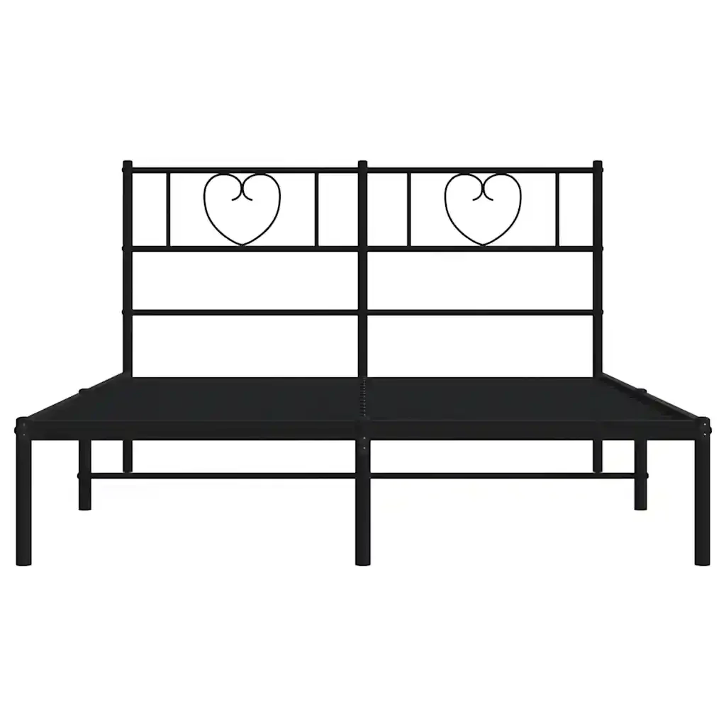 Letto matrimoniale | Letto per adulti | Giroletto con Testiera in Metallo Nero 160x200 cm - Image 5