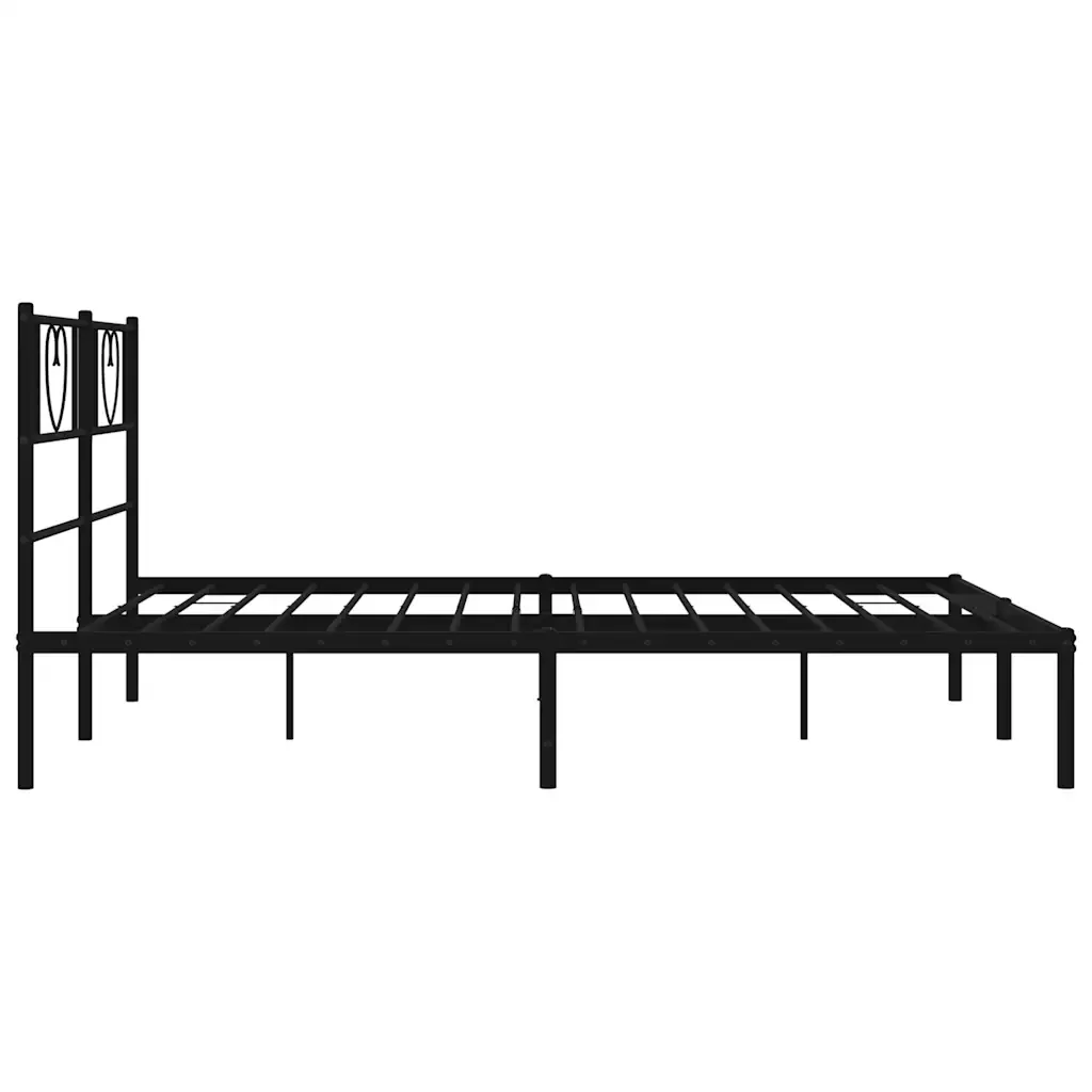 Letto matrimoniale | Letto per adulti | Giroletto con Testiera in Metallo Nero 160x200 cm - Image 6