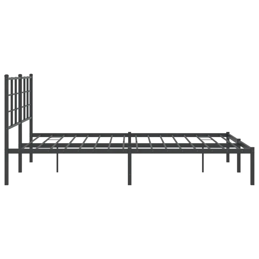 Letto matrimoniale | Letto per adulti | Giroletto con Testiera in Metallo Nero 160x200 cm - Image 6