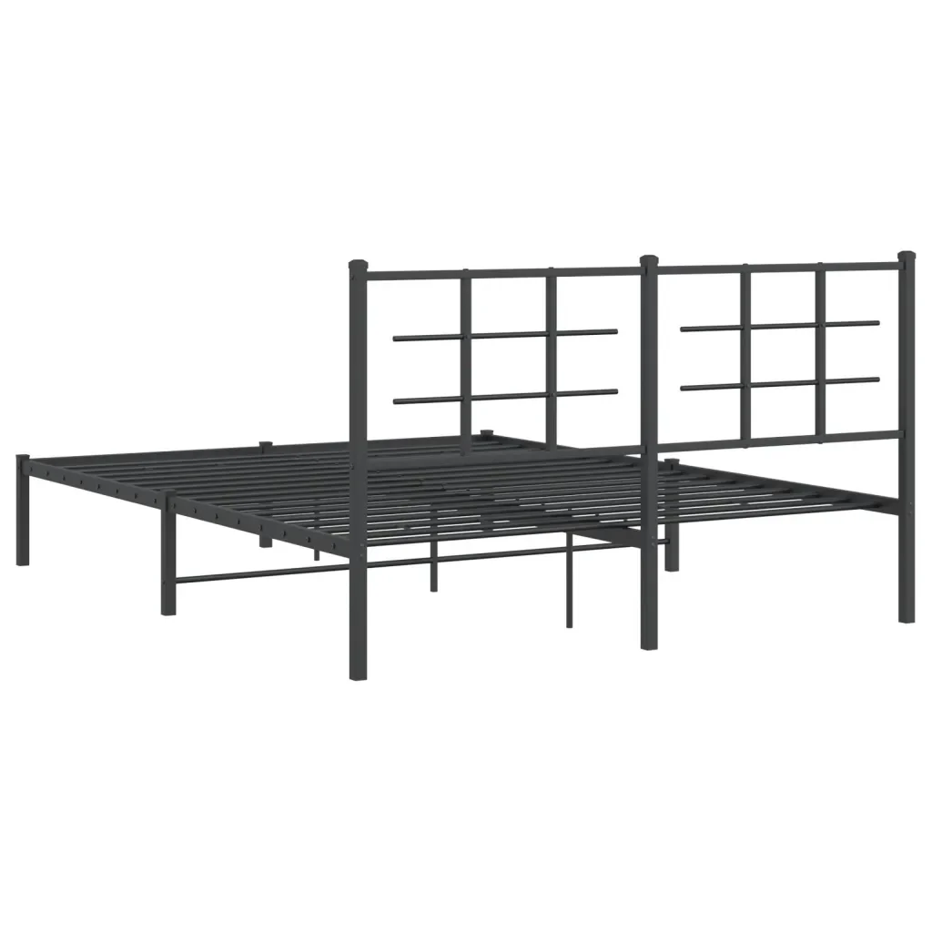 Letto matrimoniale | Letto per adulti | Giroletto con Testiera in Metallo Nero 160x200 cm - Image 7