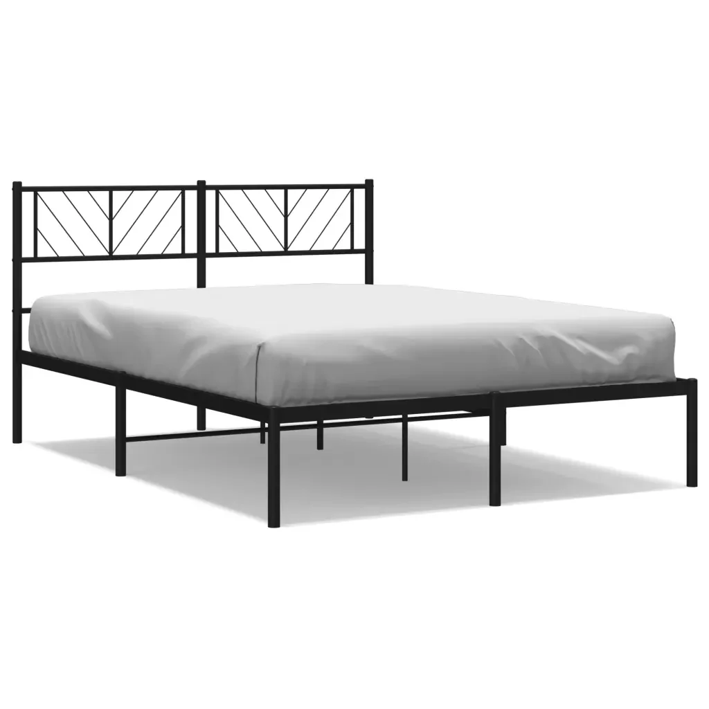 Letto matrimoniale | Letto per adulti | Giroletto con Testiera in Metallo Nero 160x200 cm