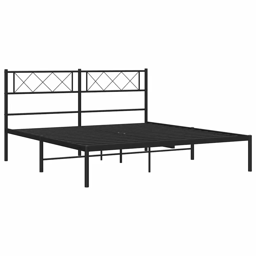 Letto matrimoniale | Letto per adulti | Giroletto con Testiera in Metallo Nero 160x200 cm - Image 5