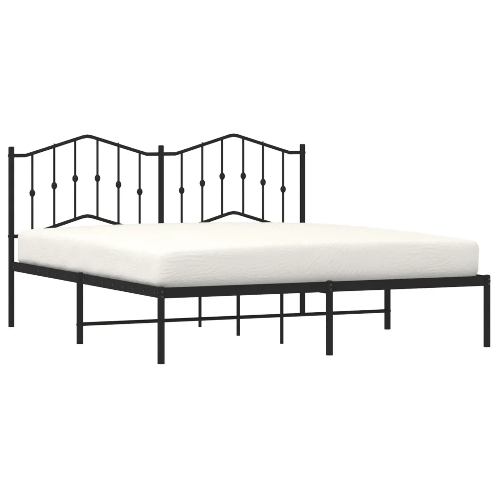 Letto matrimoniale | Letto per adulti | Giroletto con Testiera in Metallo Nero 160x200 cm - Image 3