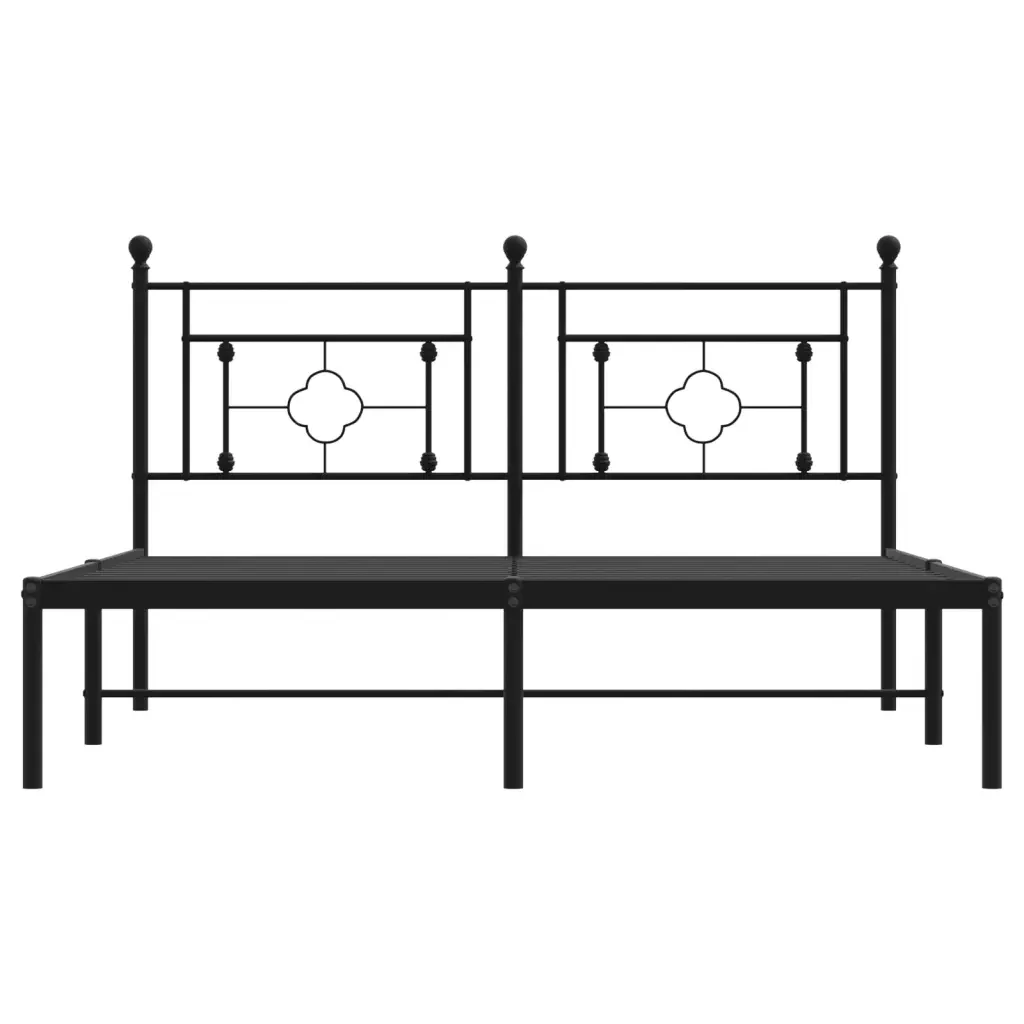 Letto matrimoniale | Letto per adulti | Giroletto con Testiera in Metallo Nero 160x200 cm - Image 5