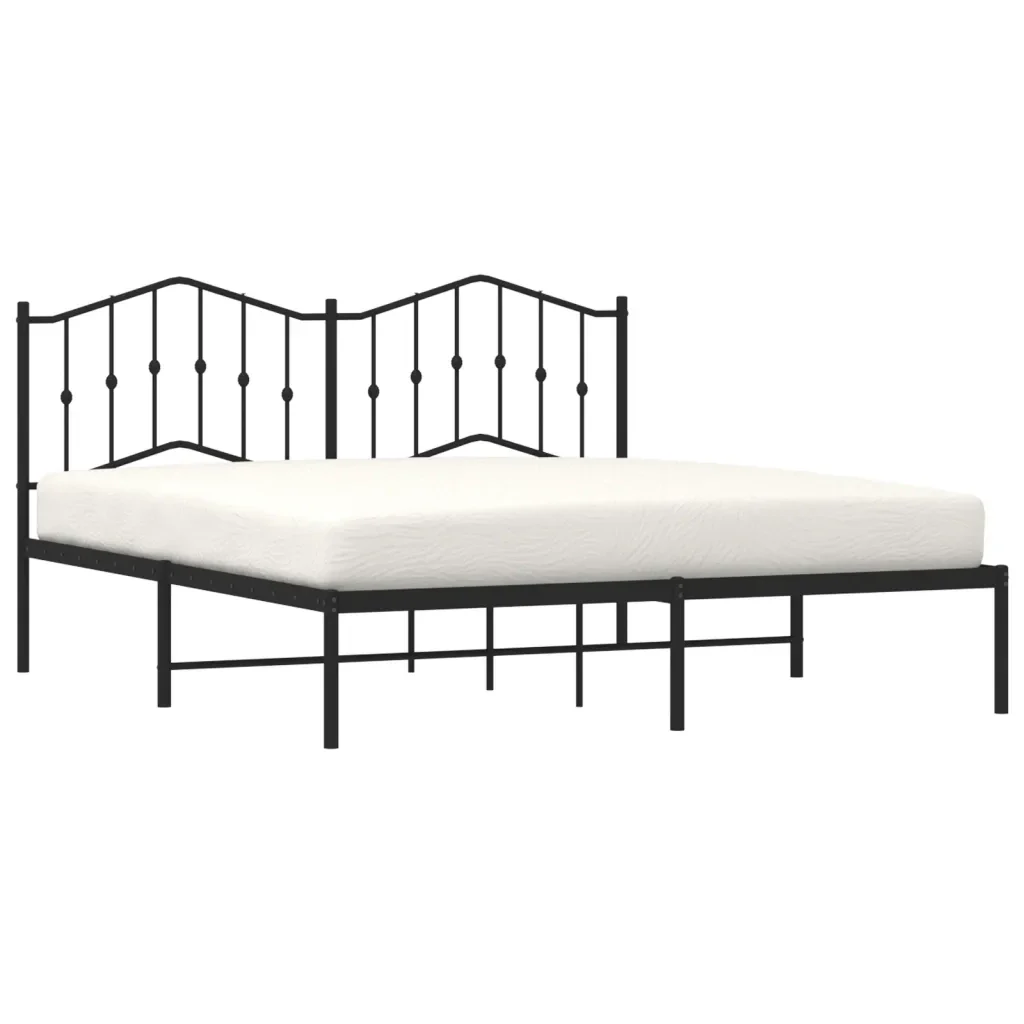 Letto matrimoniale | Letto per adulti | Giroletto con Testiera in Metallo Nero 180x200 cm - Image 4